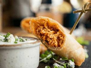 A&A Gourmet Buffalo Chicken Mini Spring Roll - Spicy Crispy Handcrafted Frozen Appetizer | Asian Catering